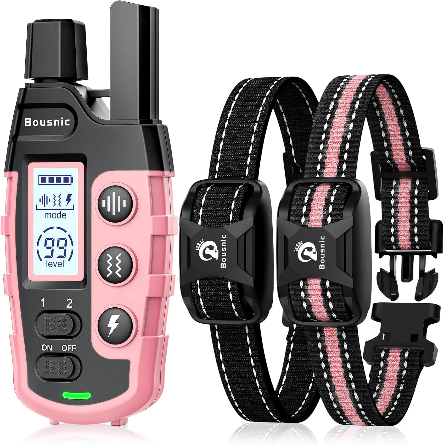 Remote Dog Training Collar for 2 Dogs, 3300ft Waterproof Rechargeable Pink