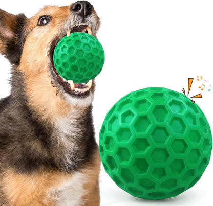 Squeaky Rubber Dog Ball for Aggressive Chewers, Floating Interactive Toy Green