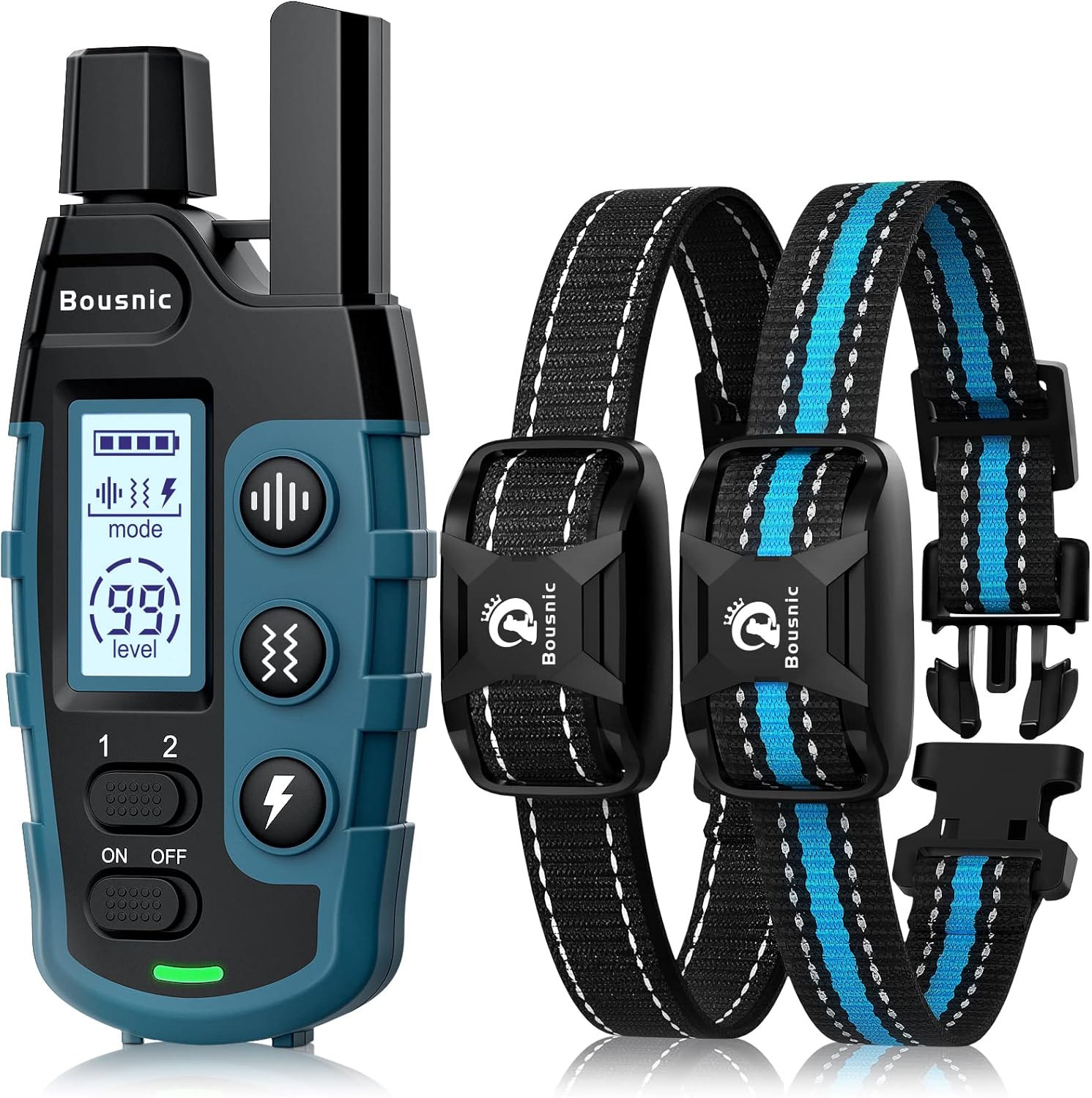 Remote Dog Training Collar for 2 Dogs, 3300ft Waterproof Rechargeable Blue