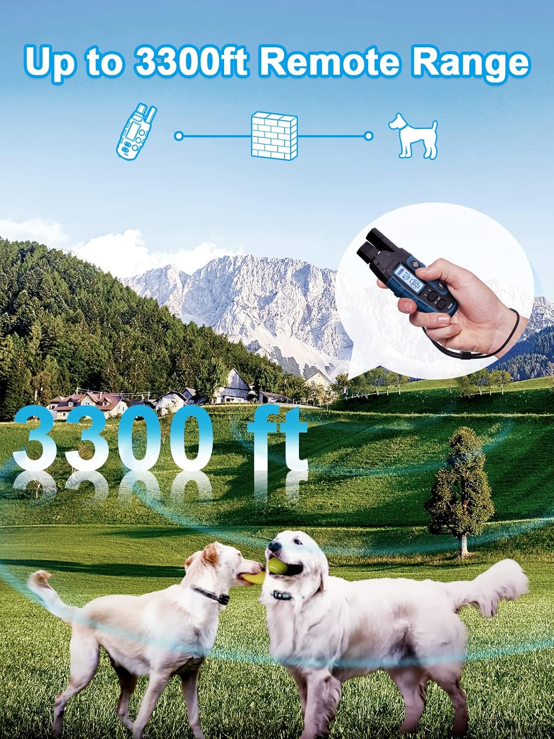 Remote Dog Training Collar for 2 Dogs, 3300ft Waterproof Rechargeable