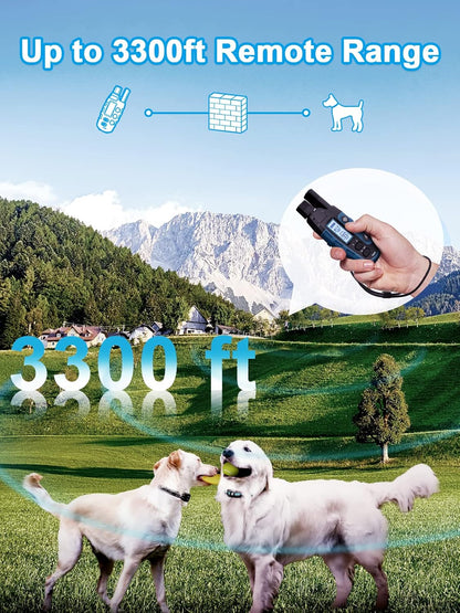 Remote Dog Training Collar for 2 Dogs, 3300ft Waterproof Rechargeable