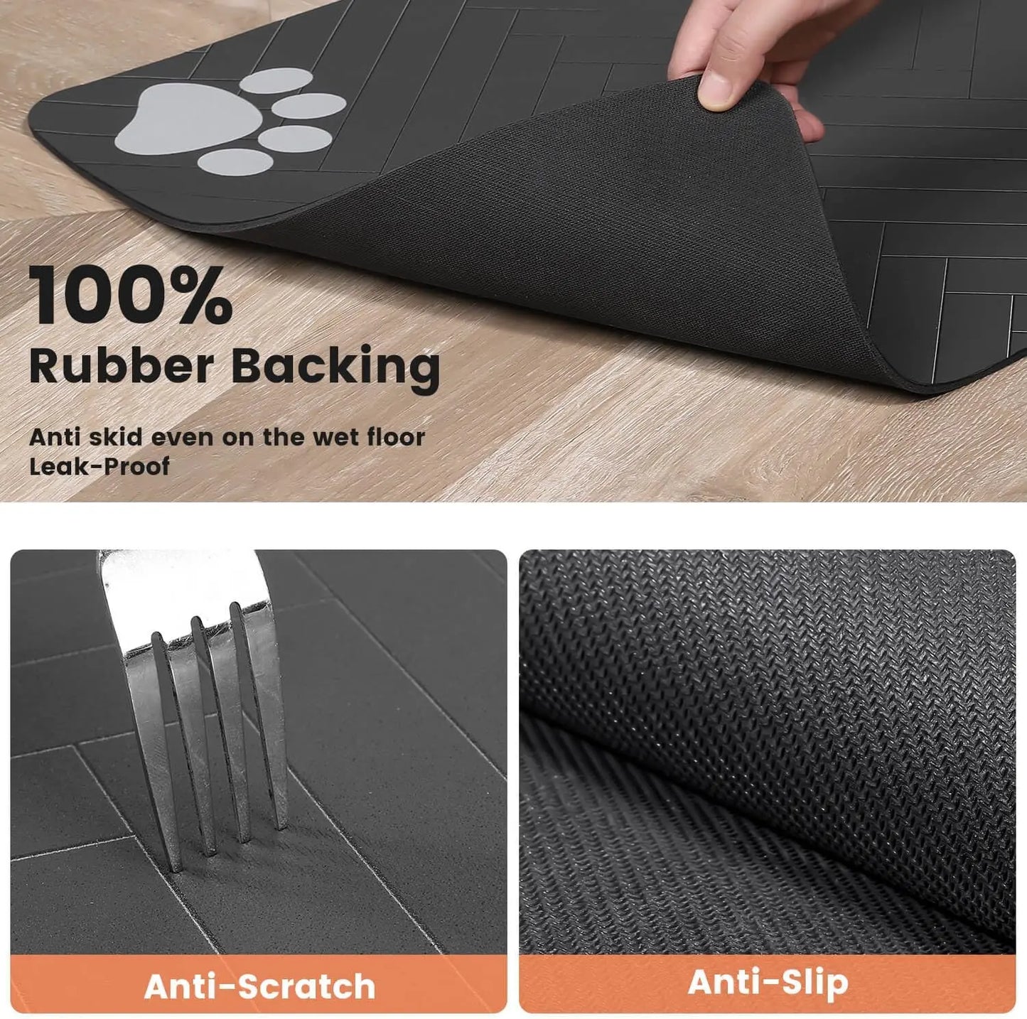 Absorbent Pet Feeding Mat for Dogs & Cats – Waterproof Rubber Backing, Quick-Dry