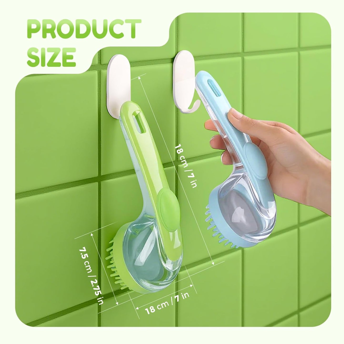 Pet Bath Brush with Shampoo Dispenser for Dogs & Cats, 2-Pack Grooming Brush