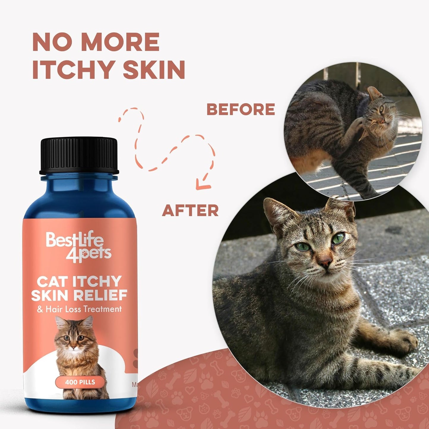 Cat Itchy Skin & Coat Support Supplement for Dry Skin, Shedding & Dandruff
