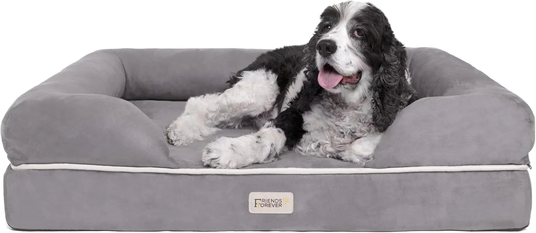Chester Xx-Large Dog Bed - Orthopedic Memory Foam Mattress, Calming Couch Bed, Wall Rim Pillow, Water Resistant Liner, Washable Cover, Non-Slip Bottom Chester Grey Memory Foam Dog Bed Large (36" X 28" X 9")