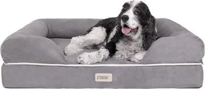 Chester Xx-Large Dog Bed - Orthopedic Memory Foam Mattress, Calming Couch Bed, Wall Rim Pillow, Water Resistant Liner, Washable Cover, Non-Slip Bottom Chester Grey Memory Foam Dog Bed Large (36" X 28" X 9")