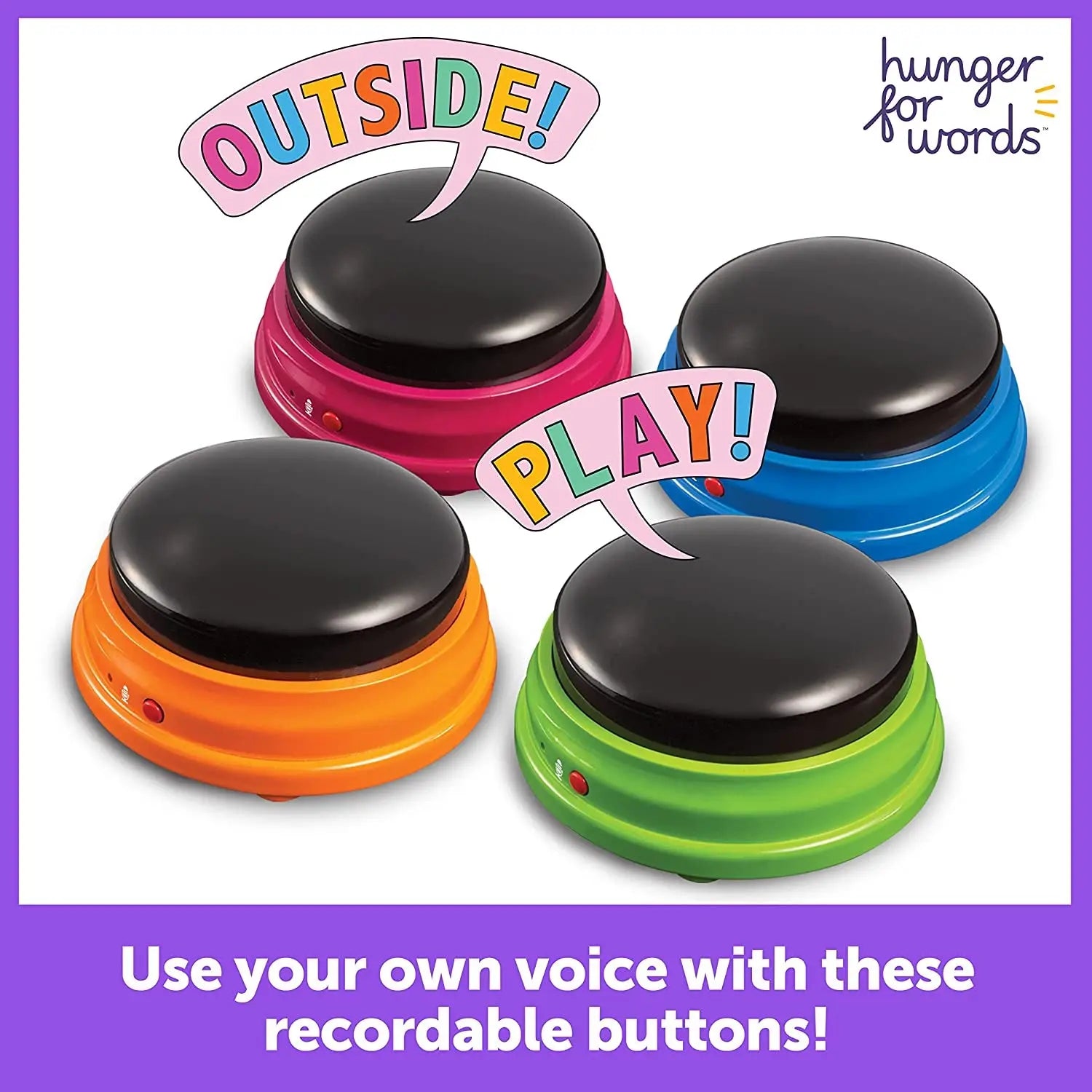 Talking Buttons for Dogs – 4-Pack Recordable Training Buttons with Guide