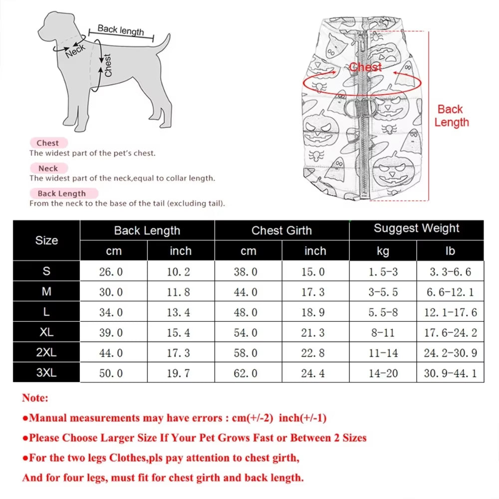 Halloween Dog Jacket | Warm Winter Pet Costume for Small Dogs & Cats