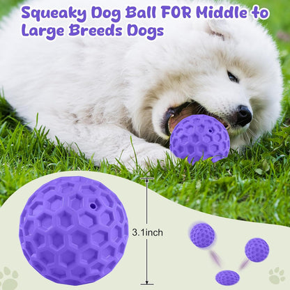 Squeaky Rubber Dog Ball for Aggressive Chewers, Floating Interactive Toy