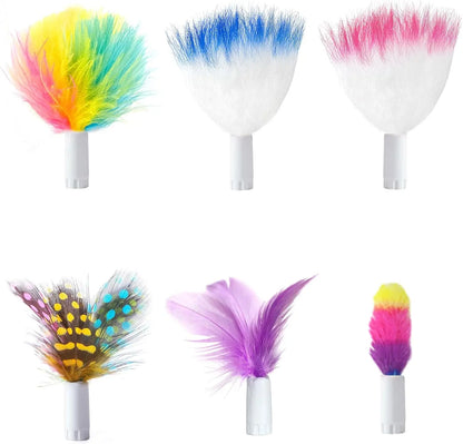 2-in-1 Interactive Cat Toy for Indoor Cats, Automatic Ball & Feather Play with 7 Attachments, Adjustable Speed, Dual Power