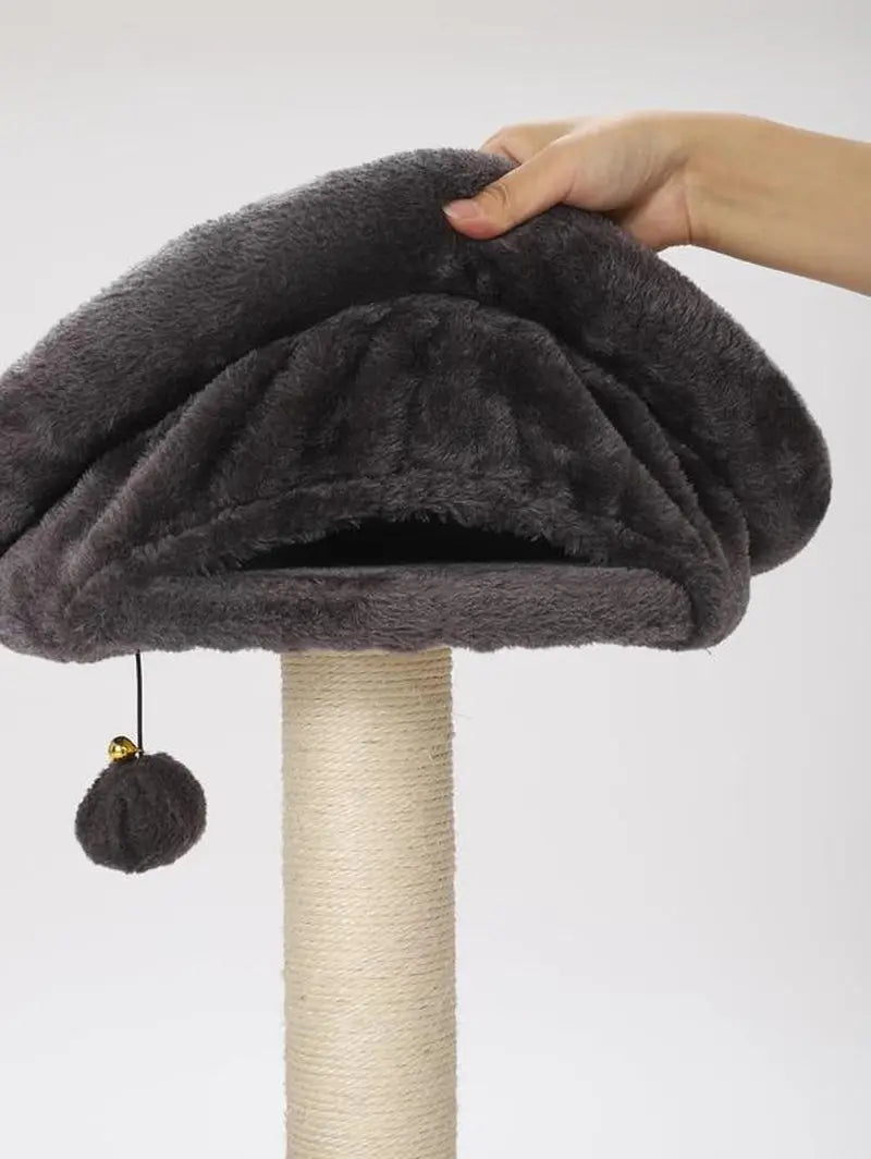 27.5" Cat Tower for Indoor Cats, Multi-Level Scratching Posts, Plush Basket & Perch, Dangling Ball for Play & Rest
