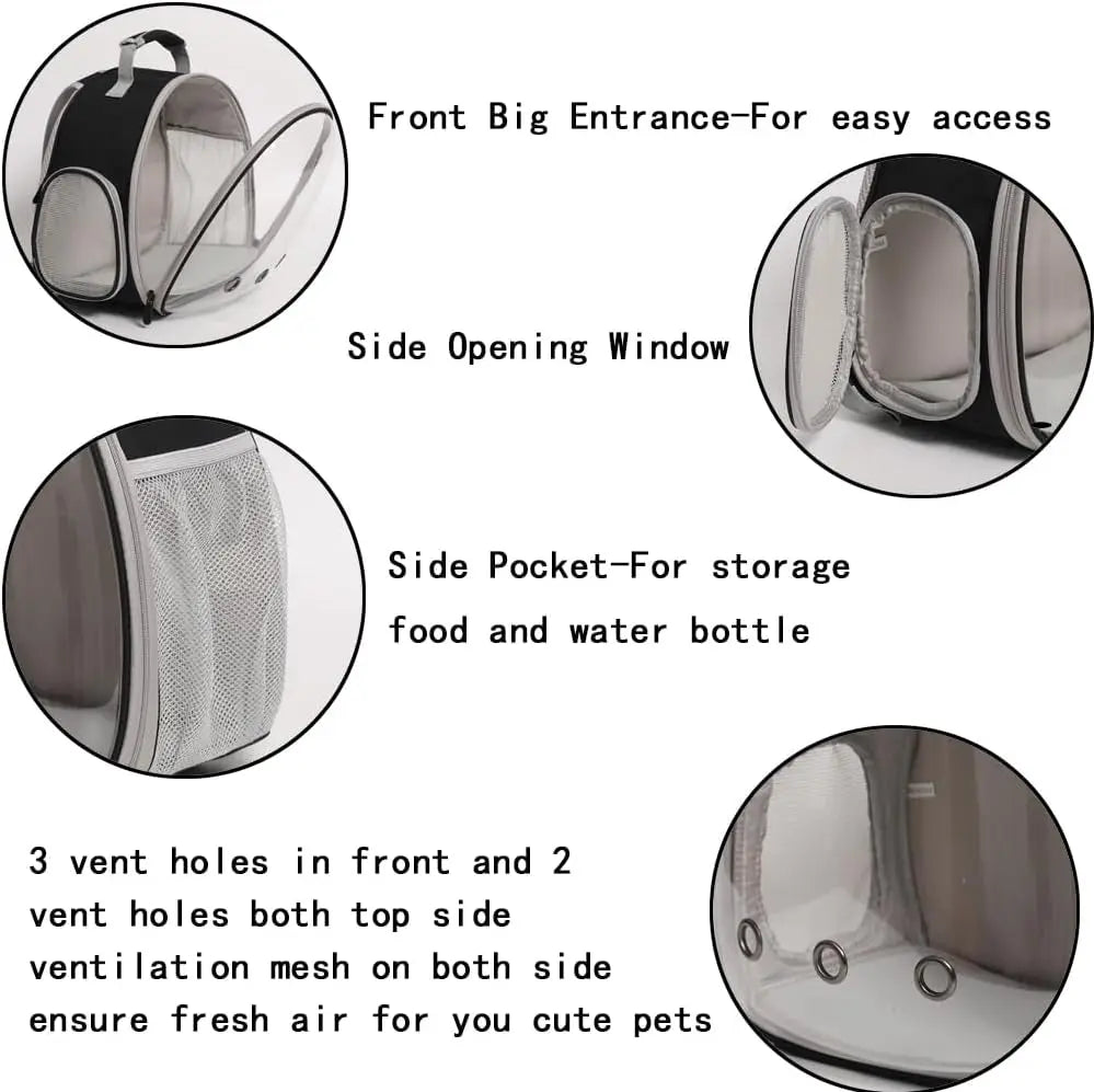 Small Pet Carrier Backpack with Clear Window, Airline Approved Travel Bag for Guinea Pig, Reptile, Hedgehog, Rat & Parrot