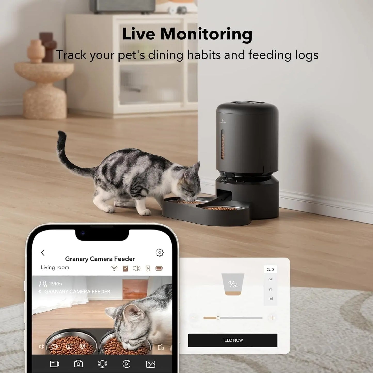 5L Smart Feeder: Auto Cat Feeder with Camera & 2-Way Audio