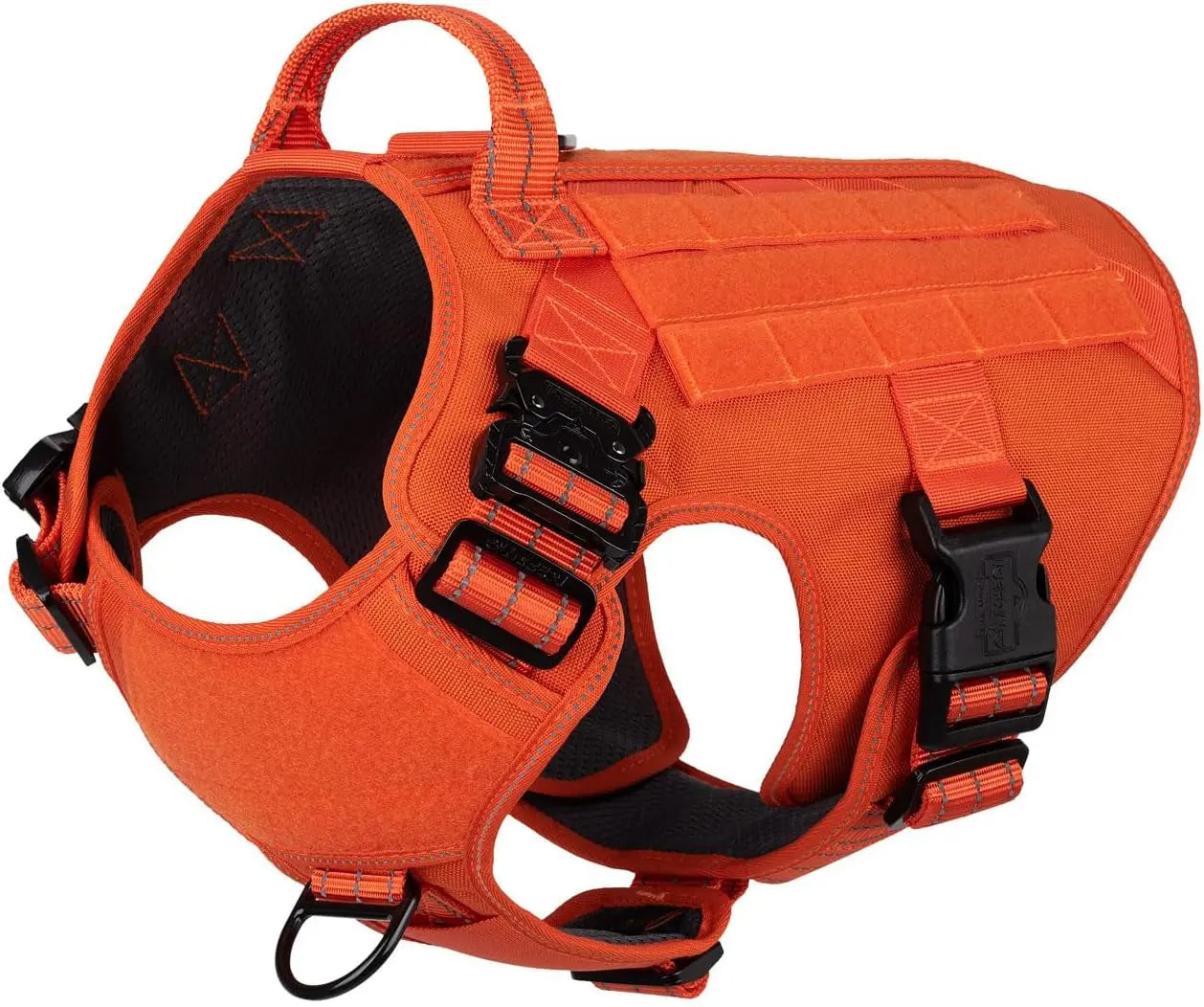 No-Pull Tactical Dog Harness with Handle – 2X Metal Buckles, Adjustable Vest with Hook & Loop Panels (All Sizes) Orange