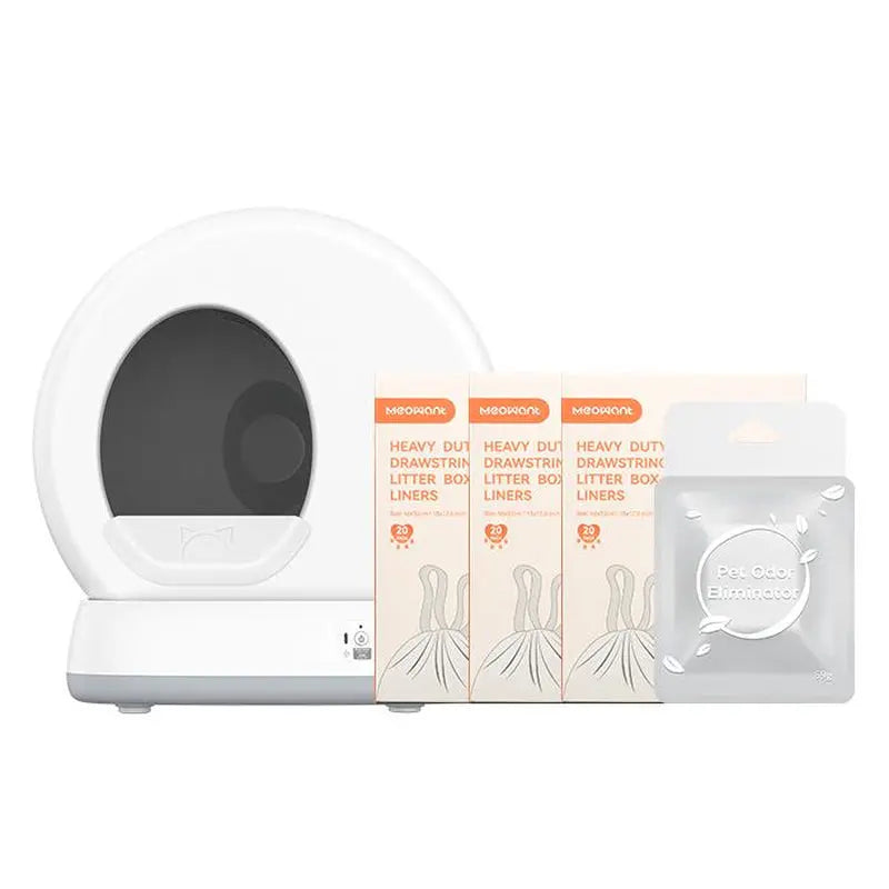 Meowant SC01 Smart Litter Box – Self-Cleaning, Odor-Free, Pee Guard, Auto Safety Stop, App-Controlled, Includes Mat & Liner for Convenient Cat Care 1 Cat Litter Box+2 Pack Liner