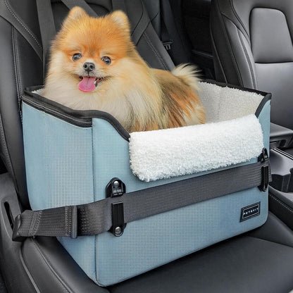 PETSFIT Small Dog Booster Car Seat with Safety Buckles & Tether, Foldable Mint Green Oxford Cloth