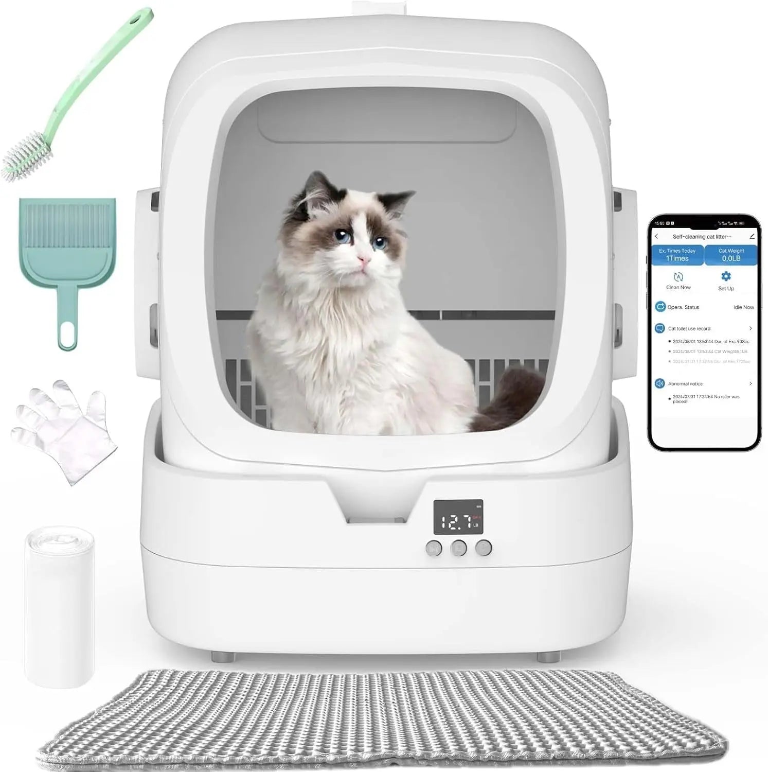 Automatic Cat Litter Box Self Cleaning - APP Control and Weight Monitoring - Ultra-Quiet, Medium Cats and Kittens Litter Box Default Title