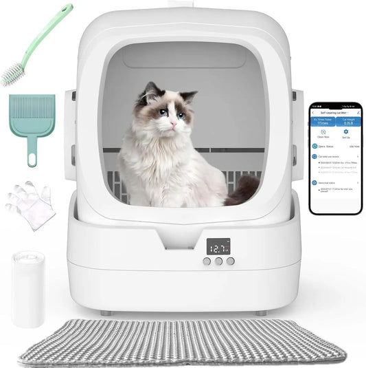 Automatic Cat Litter Box Self Cleaning - APP Control and Weight Monitoring - Ultra-Quiet, Medium Cats and Kittens Litter Box Default Title
