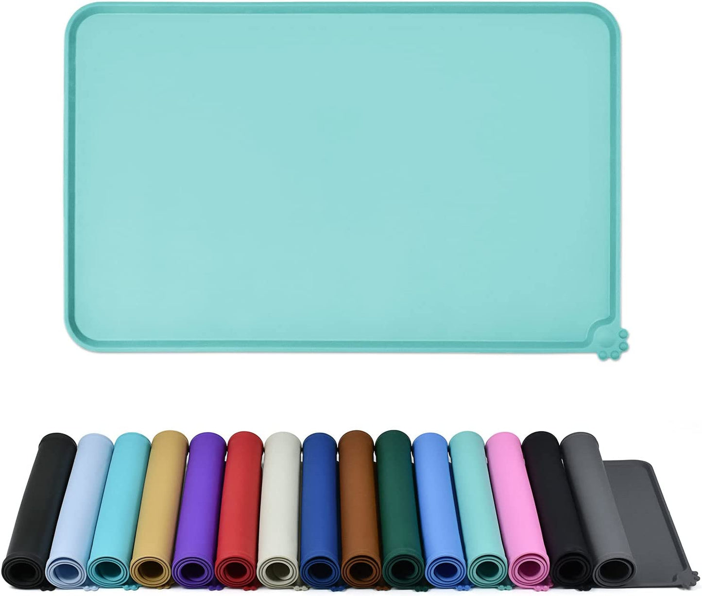 Silicone Dog & Cat Feeding Mat with Raised Edge, Waterproof & Non-Slip