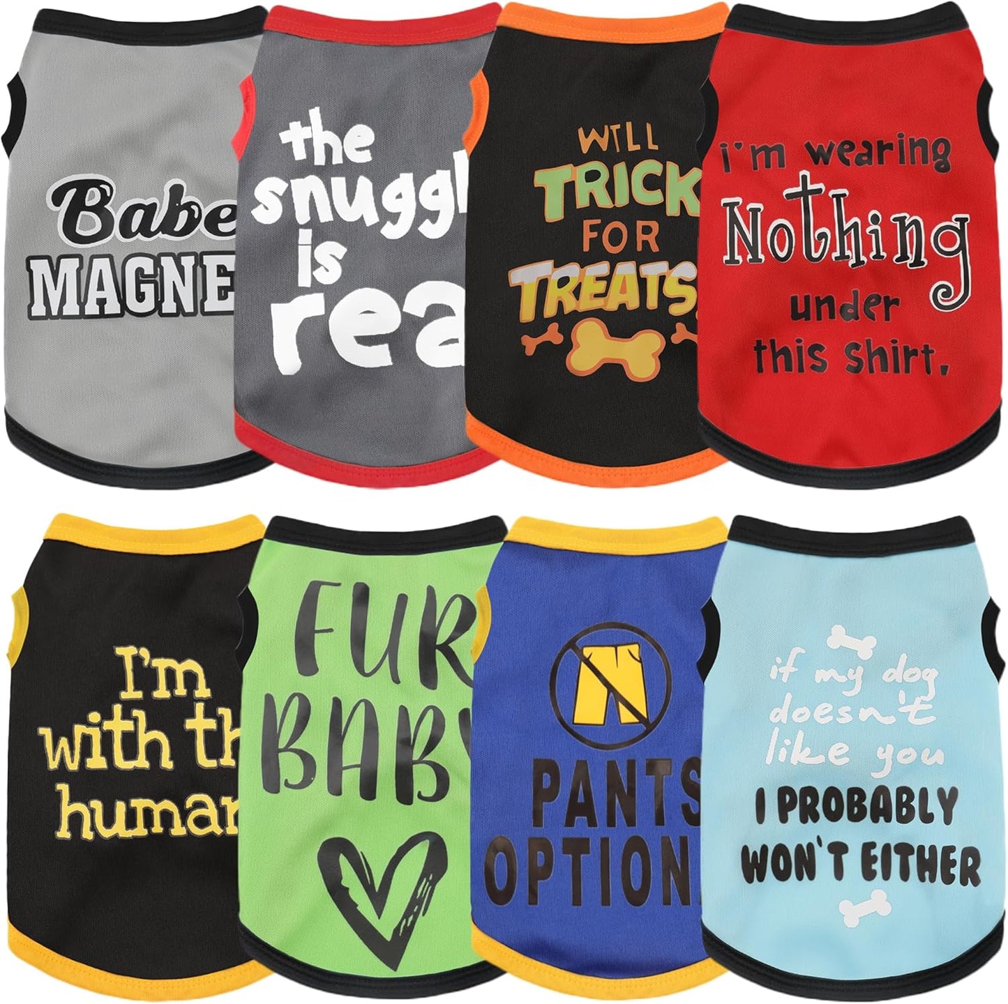 Dog Shirt Set 8 Pack Breathable Puppy Clothes Summer Fall XS-3XL Classic 8Pc