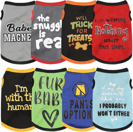 Dog Shirt Set 8 Pack Breathable Puppy Clothes Summer Fall XS-3XL Classic 8Pc