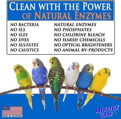 Premium Bird Cage Cleaner & Deodorizer – USA Made, Fragrance Free, Concentrate (16oz Makes 64oz)
