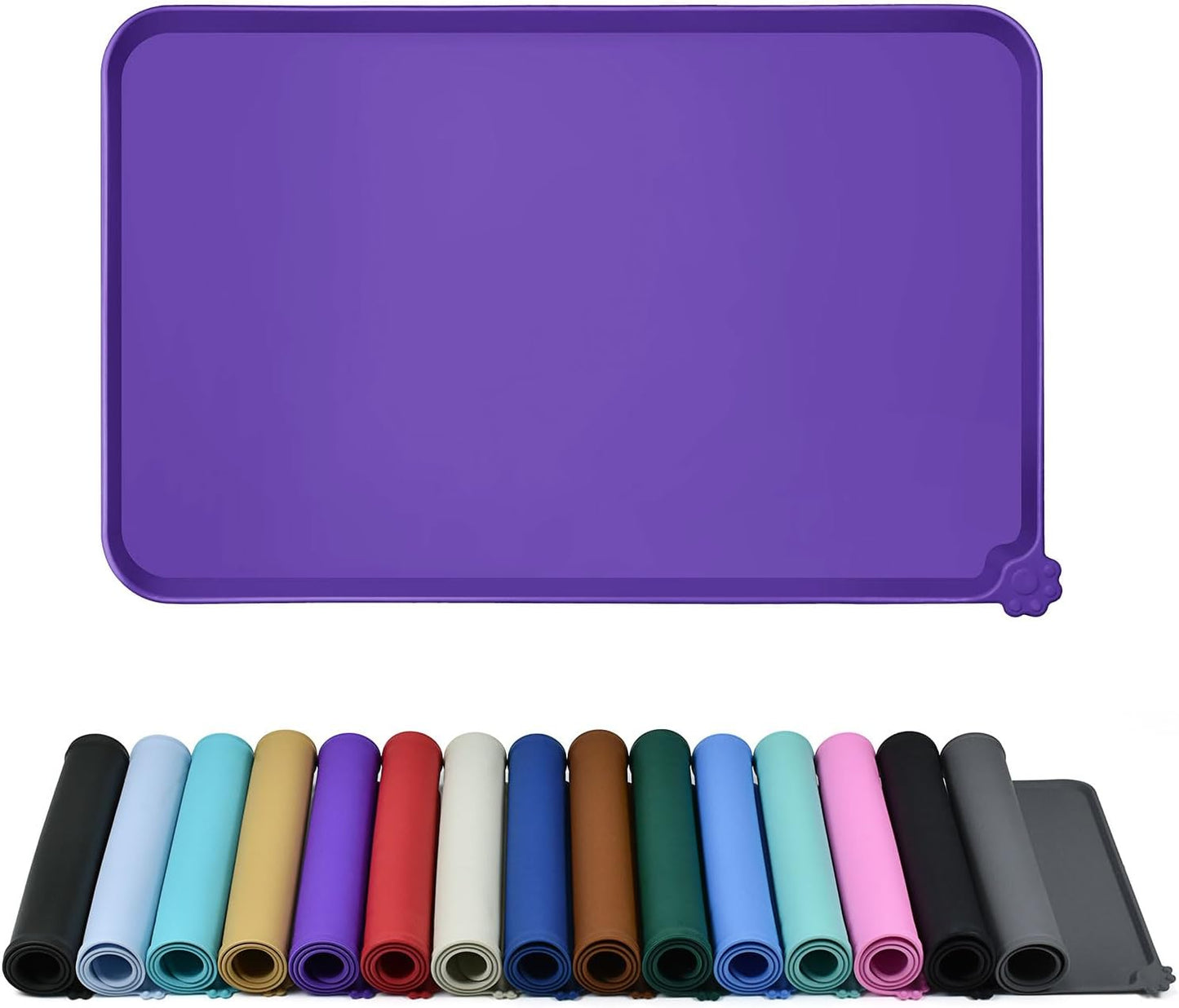 Silicone Dog & Cat Feeding Mat with Raised Edge, Waterproof & Non-Slip