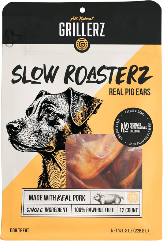 Scott Pet Grillerz Pig Ears Dog Chews, 12 Count, All-Natural Single Ingredient Pig Ears 12Ct
