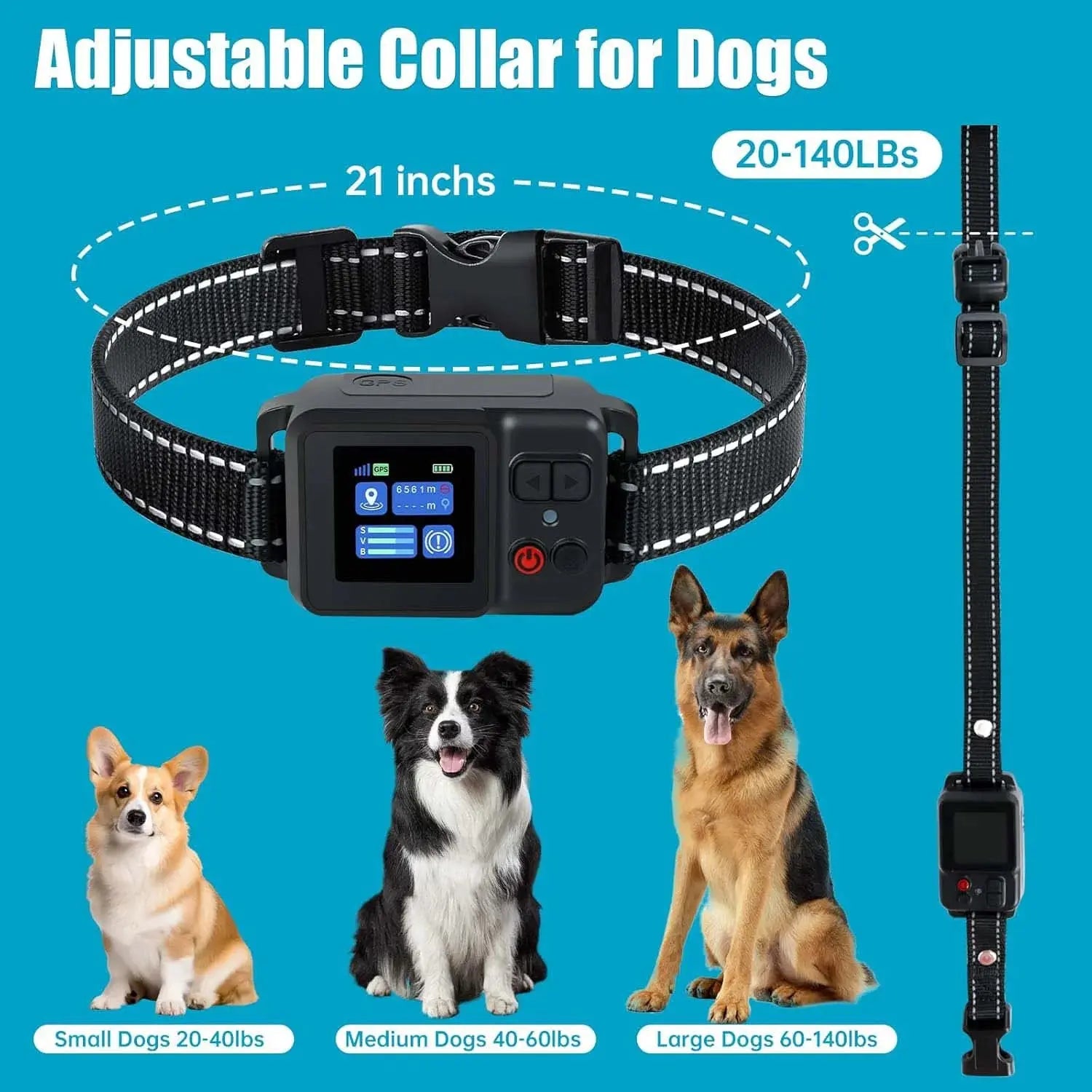 GPS Wireless Dog Fence, Waterproof Electric Collar, 3 Modes, 2200yd Range