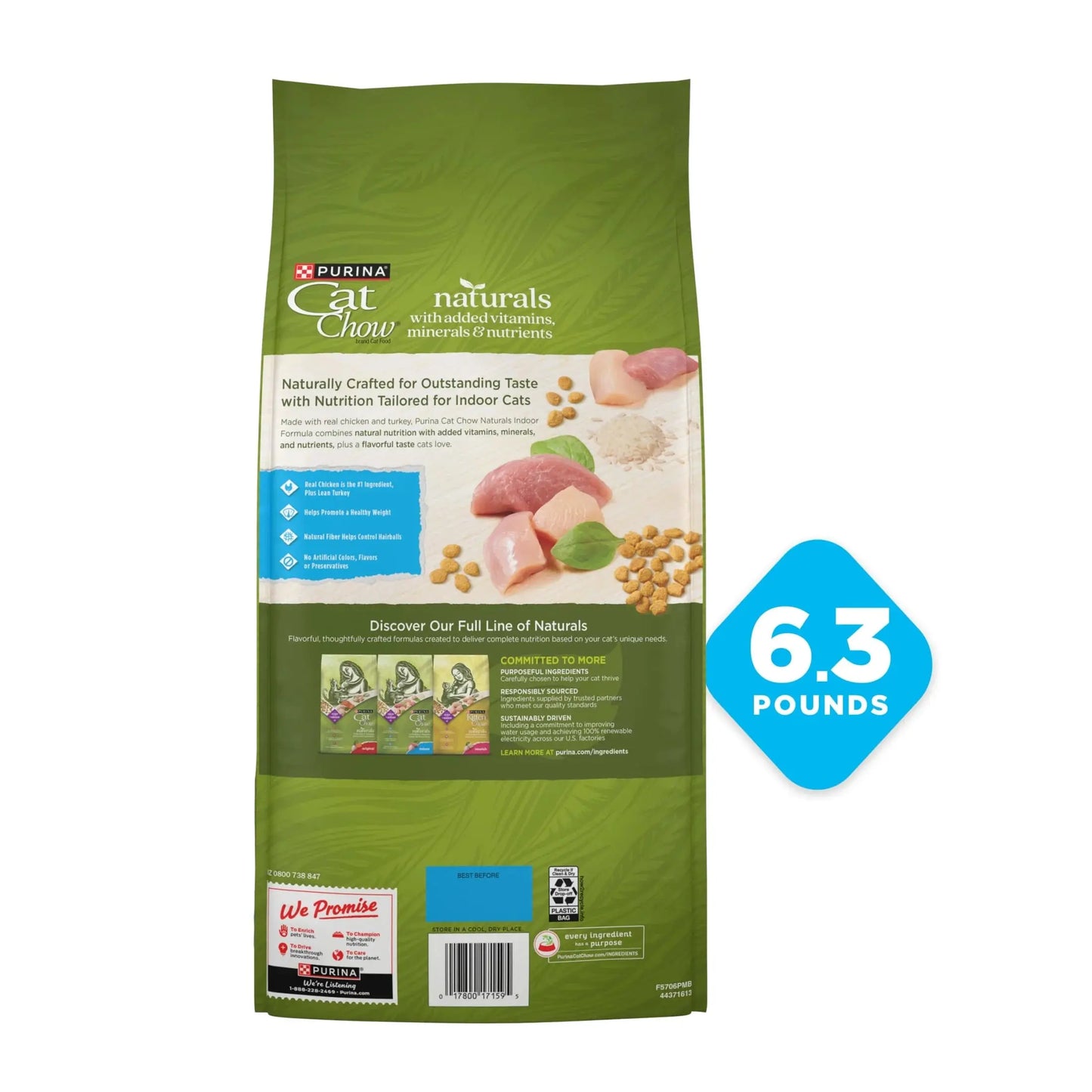 Purina Cat Chow Naturals Indoor Dry Cat Food Chicken & Turkey 6 lb Bag