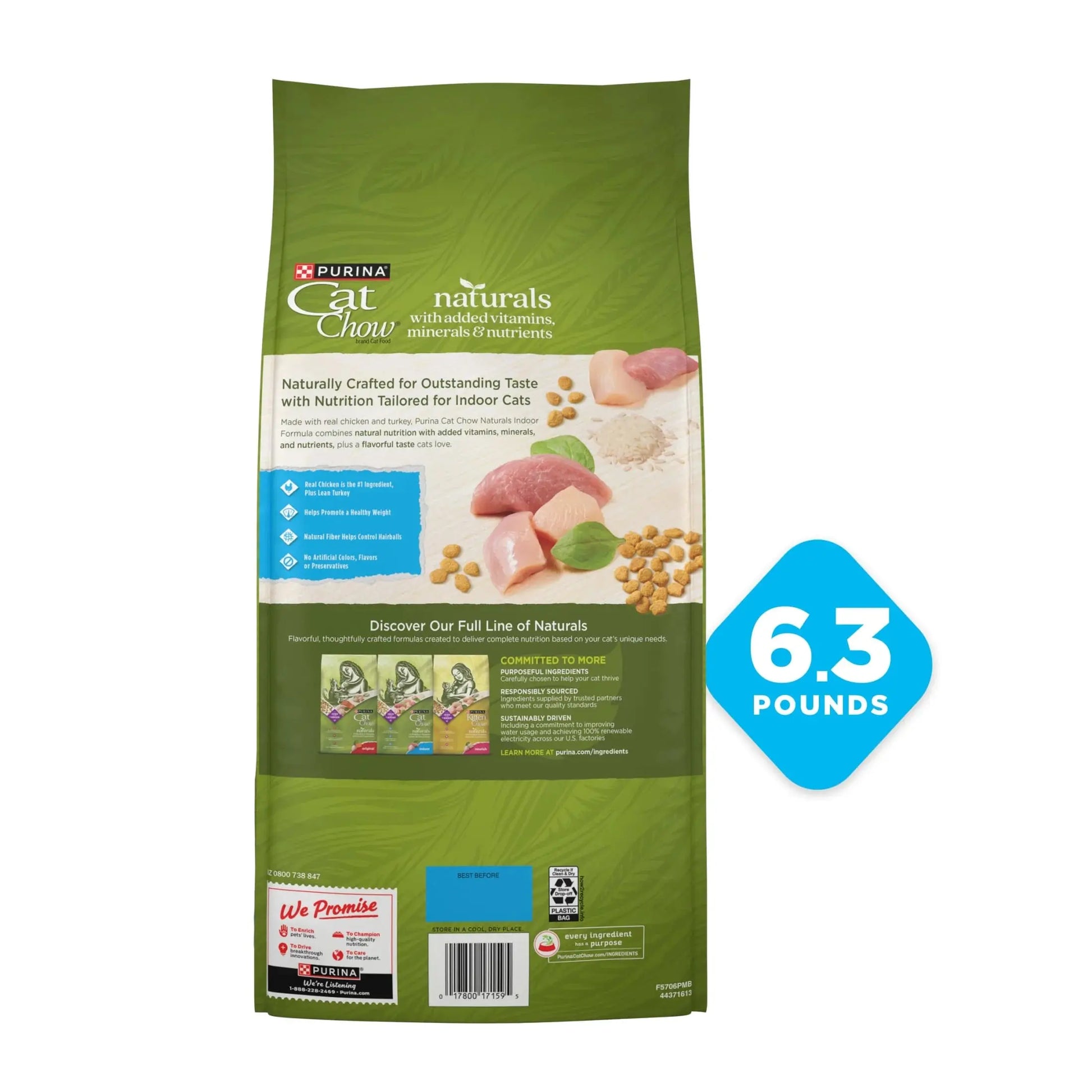 Purina Cat Chow Naturals Indoor Dry Cat Food Chicken & Turkey 6 lb Bag