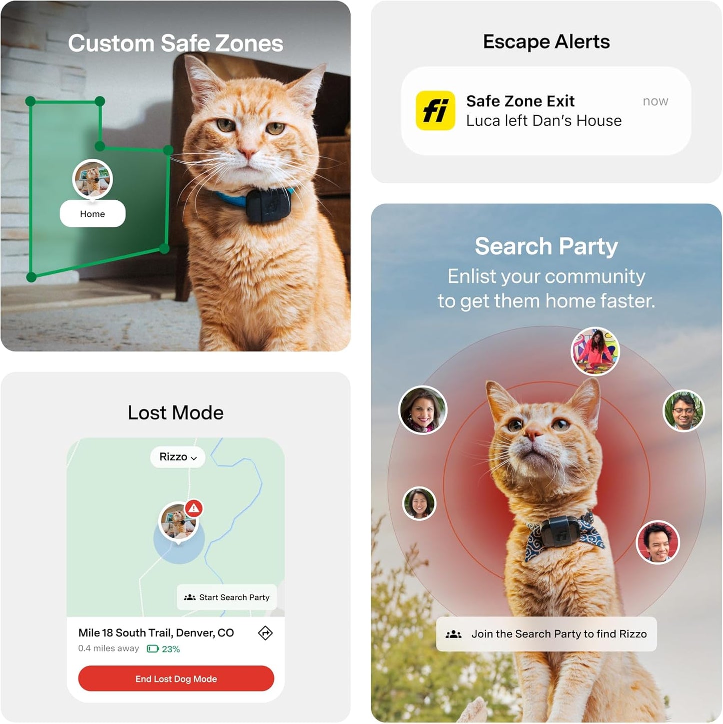 Fi Mini GPS Cat Tracker, Escape Alerts, Activity Tracking & IP68 Waterproof
