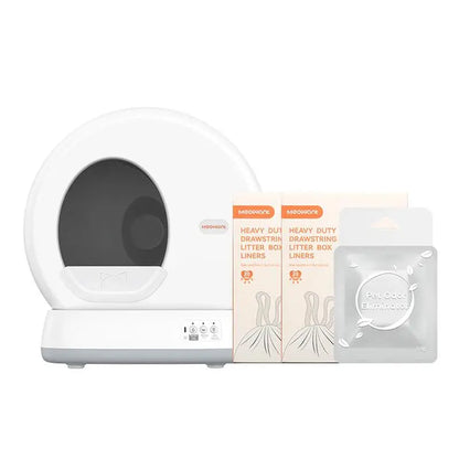 Meowant SC01 Smart Litter Box – Self-Cleaning, Odor-Free, Pee Guard, Auto Safety Stop, App-Controlled, Includes Mat & Liner for Convenient Cat Care 1 Cat Litter Box+1 Pack Liner
