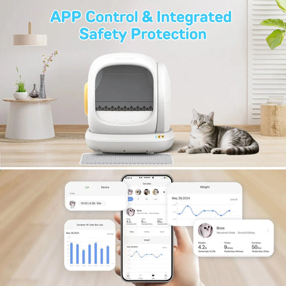 Self-Cleaning Cat Litter Box 75L XL Smart Auto Box w/ APP, Odor Control & Safety