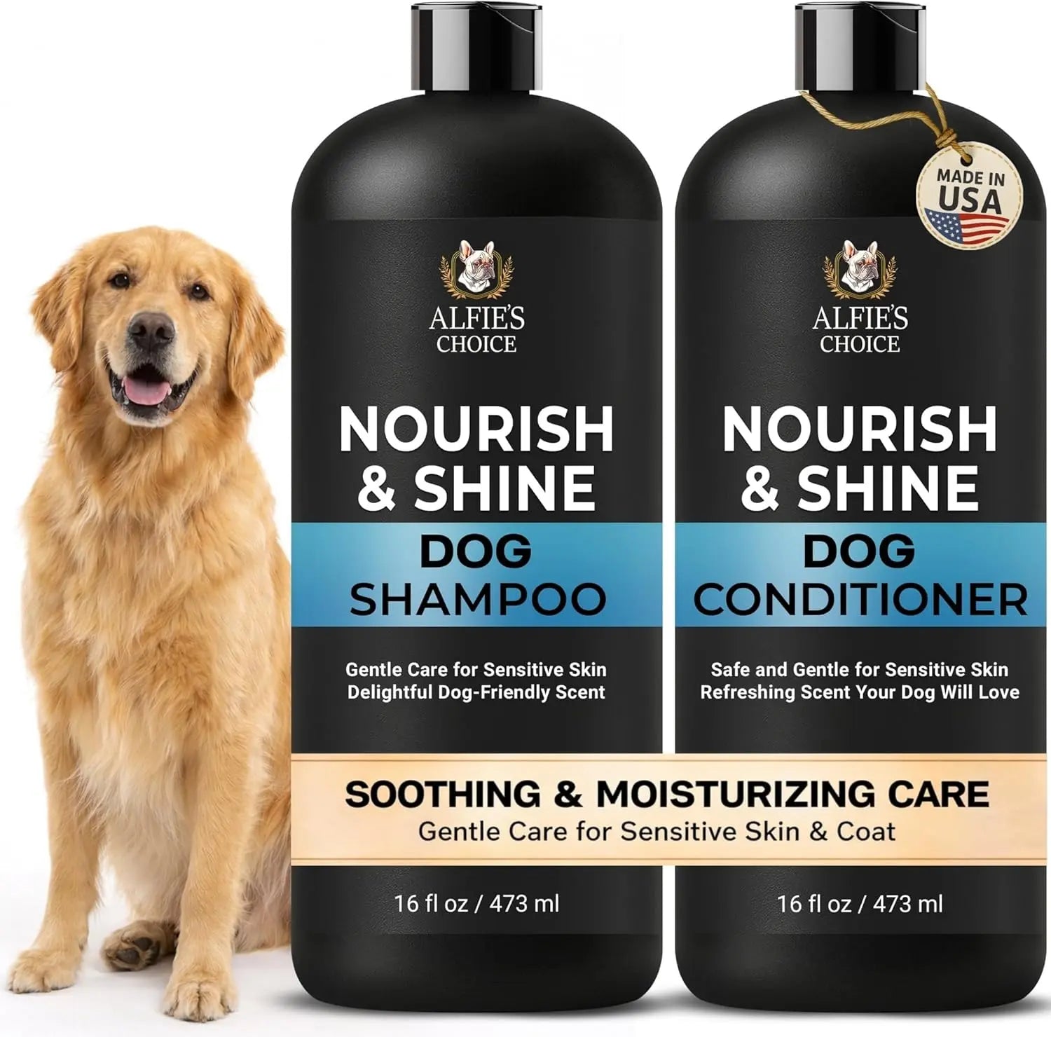 ALFIE'S Dog Shampoo and Conditioner Set Deodorizing Odor Control 16oz Each Nourishing Shampoo And Conditioner Set
