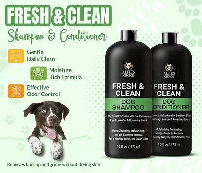 ALFIE'S Dog Shampoo and Conditioner Set Deodorizing Odor Control 16oz Each