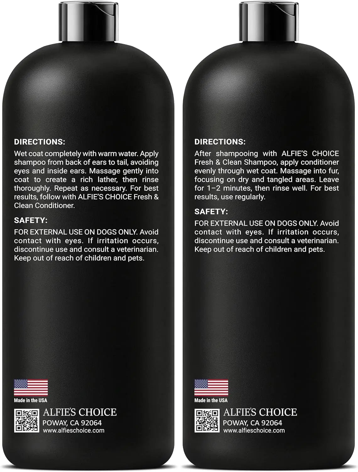 ALFIE'S Dog Shampoo and Conditioner Set Deodorizing Odor Control 16oz Each