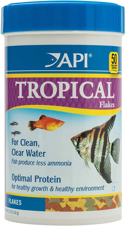 API Tropical Flakes Fish Food 5.7oz High Protein Clean Water Formula Tropical 5.7 Ounce (Pack Of 1)