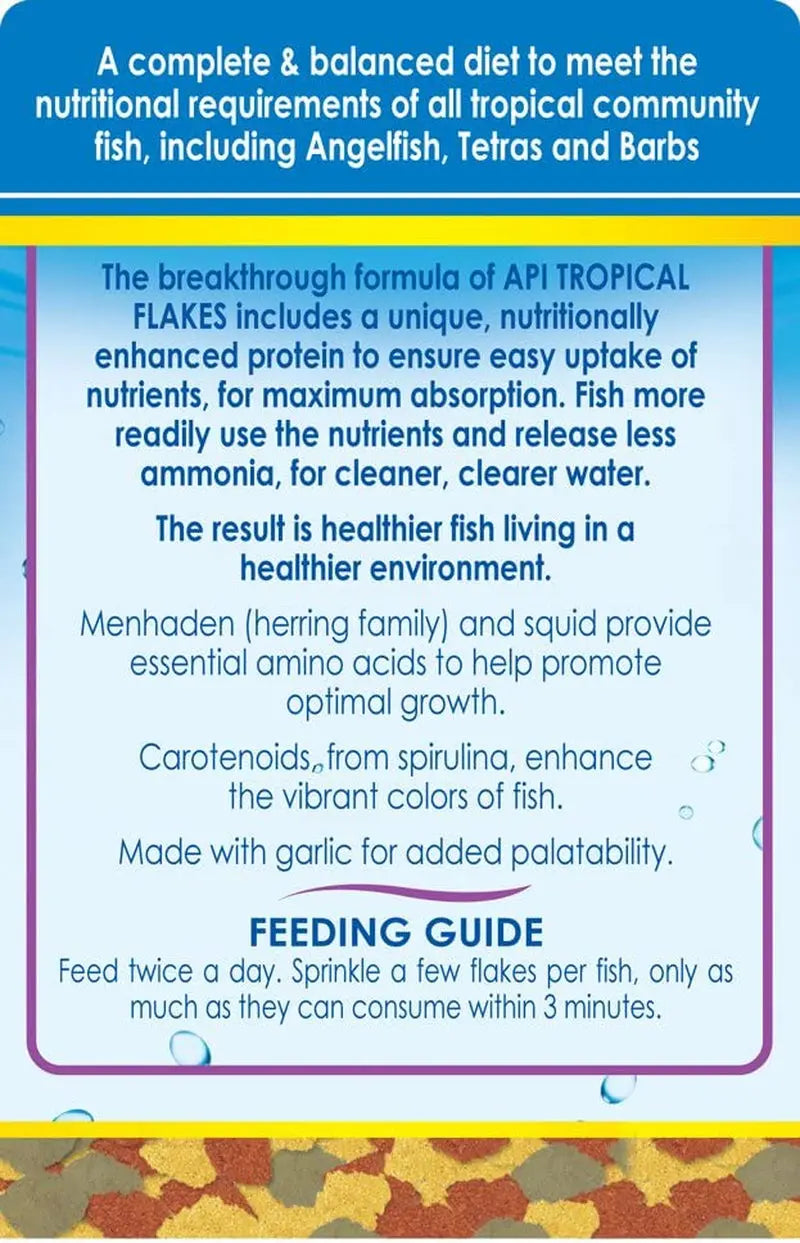 API Tropical Flakes Fish Food 5.7oz High Protein Clean Water Formula
