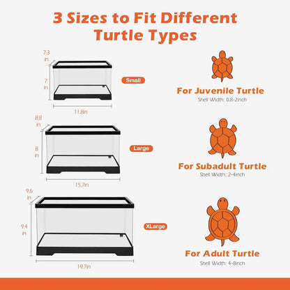 AZV Large Turtle Tank Kit | All-in-One Indoor Habitat w/ UVB Lamp