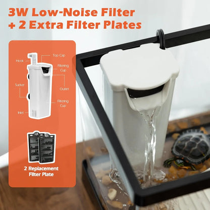 AZV Large Turtle Tank Kit | All-in-One Indoor Habitat w/ UVB Lamp