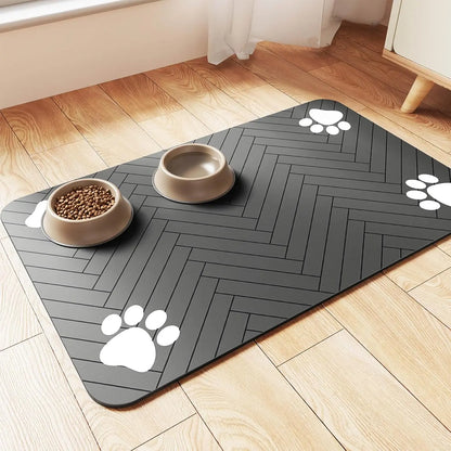 Absorbent Pet Feeding Mat for Dogs & Cats – Waterproof Rubber Backing, Quick-Dry Dark Gray
