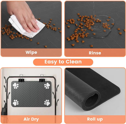 Absorbent Pet Feeding Mat for Dogs & Cats – Waterproof Rubber Backing, Quick-Dry
