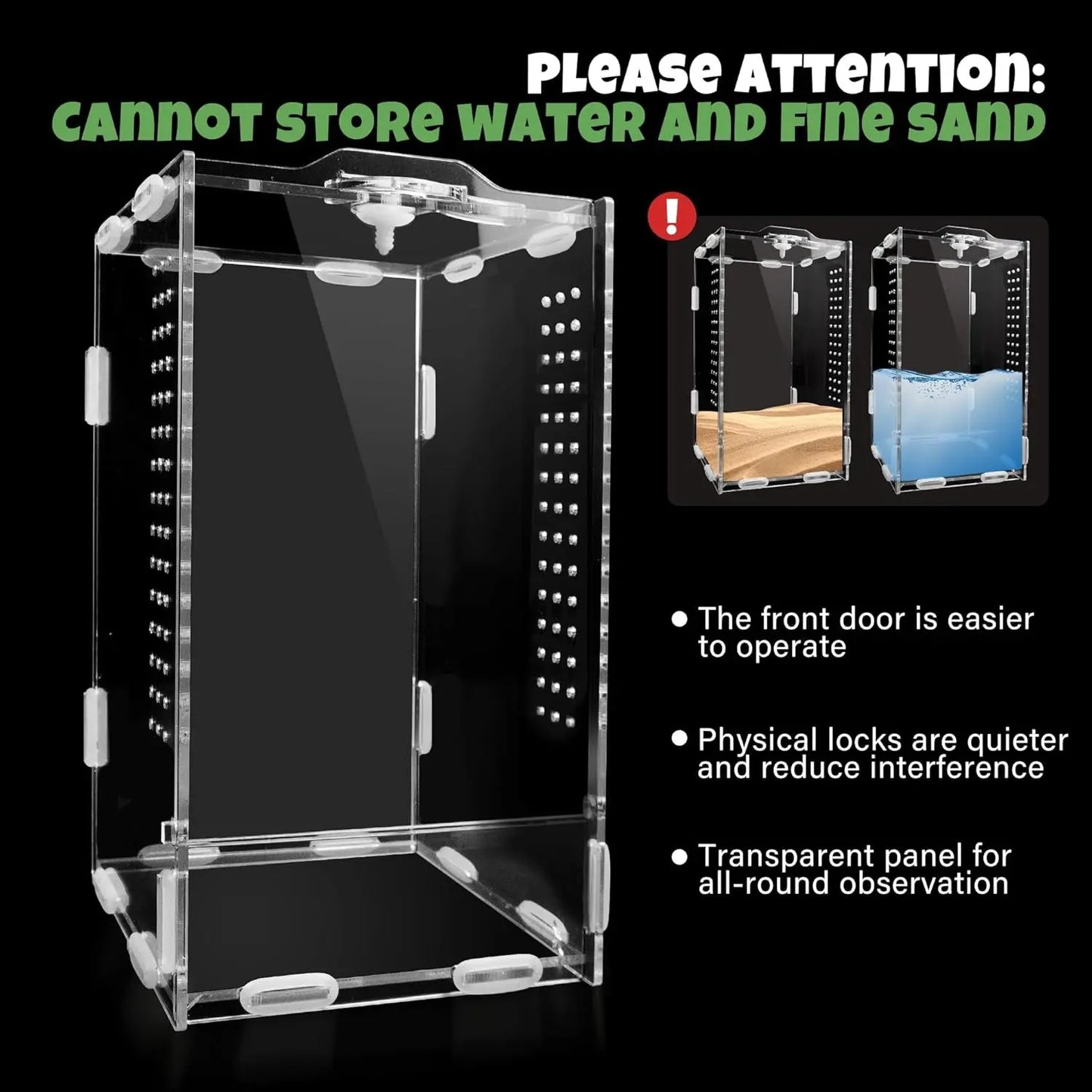 Acrylic Jumping Spider Enclosure Ventilated Habitat for Small Reptiles