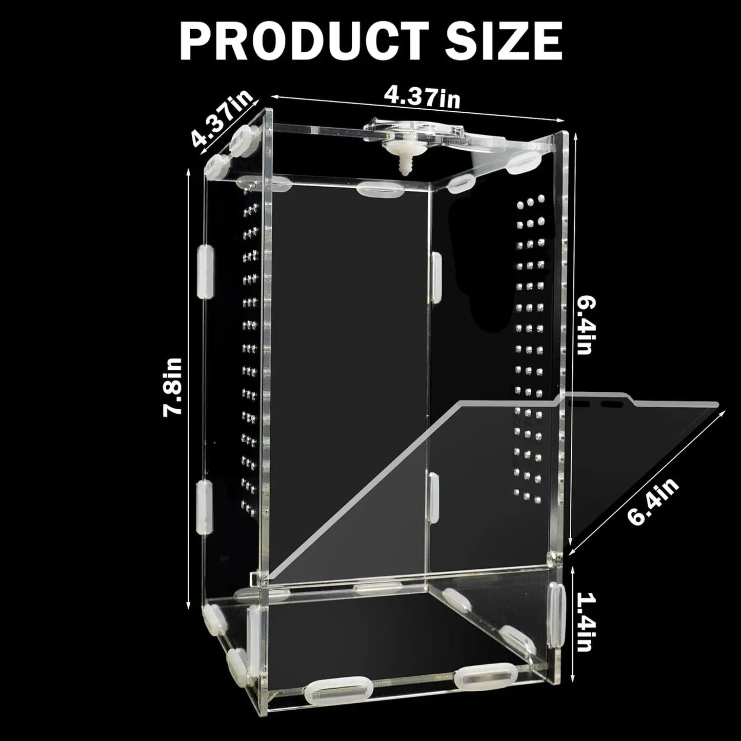 Acrylic Jumping Spider Enclosure Ventilated Habitat for Small Reptiles