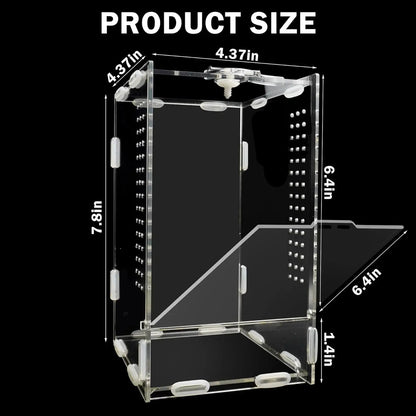 Acrylic Jumping Spider Enclosure Ventilated Habitat for Small Reptiles