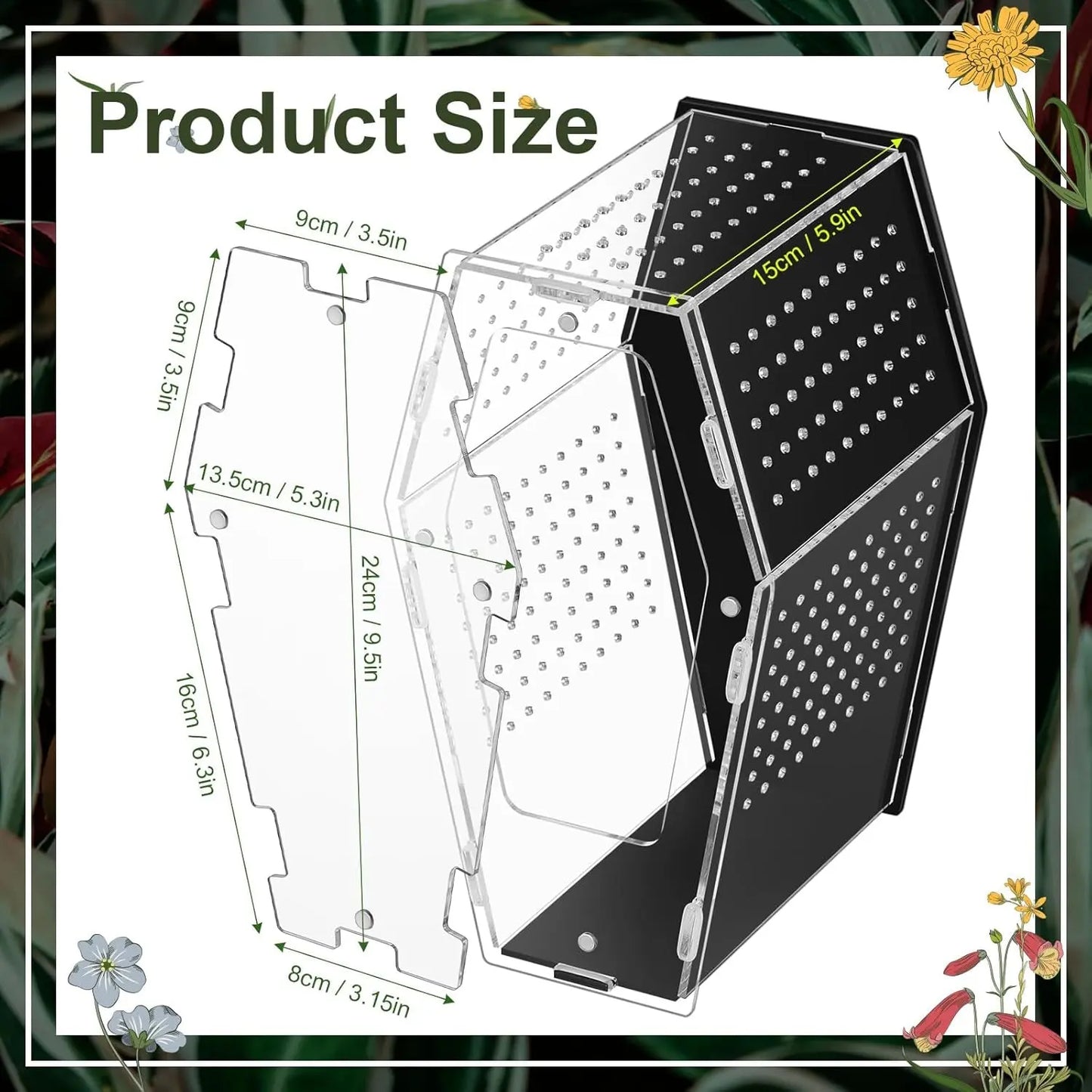 Acrylic Jumping Spider Habitat, Clear Insect & Reptile Terrarium Enclosure