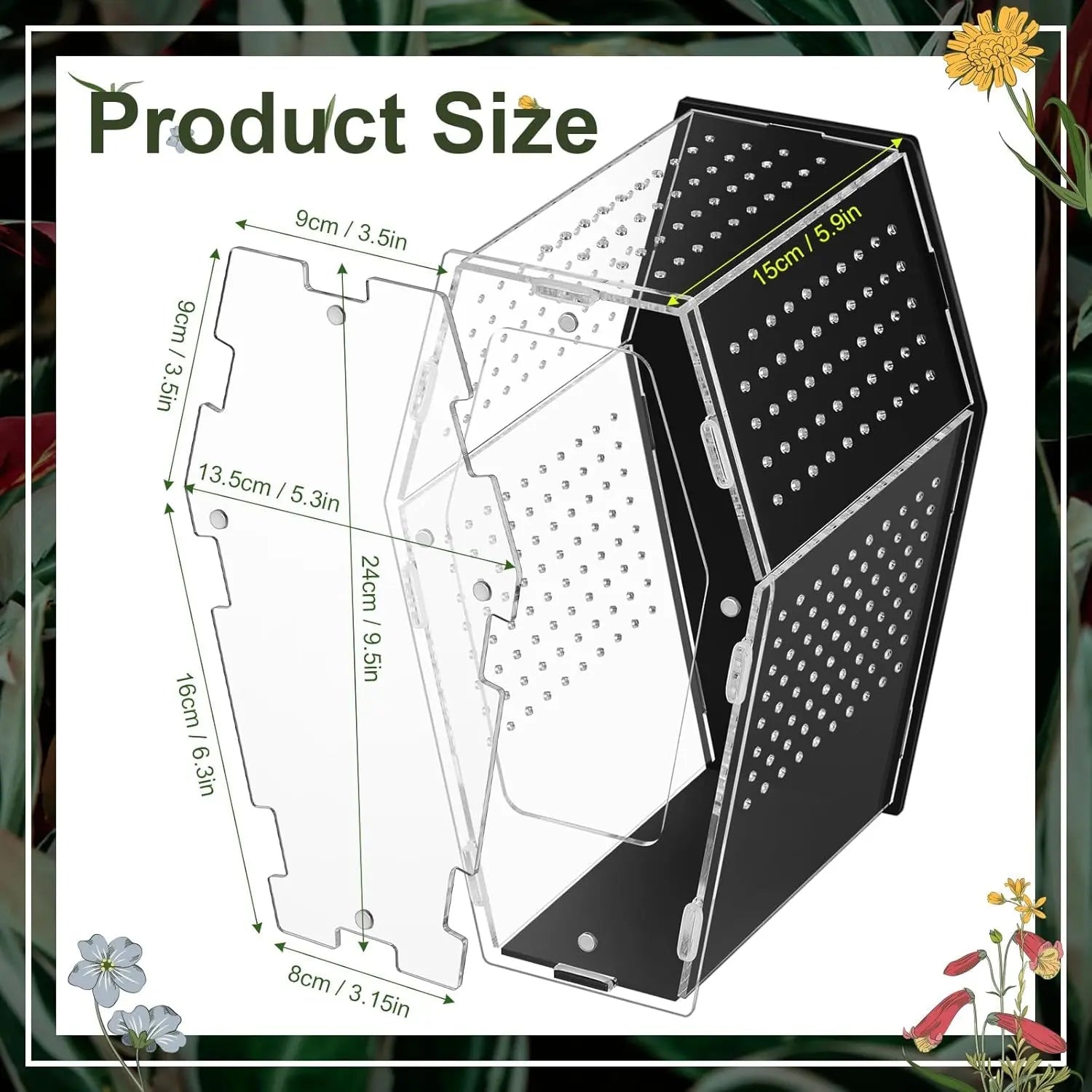 Acrylic Jumping Spider Habitat, Clear Insect & Reptile Terrarium Enclosure