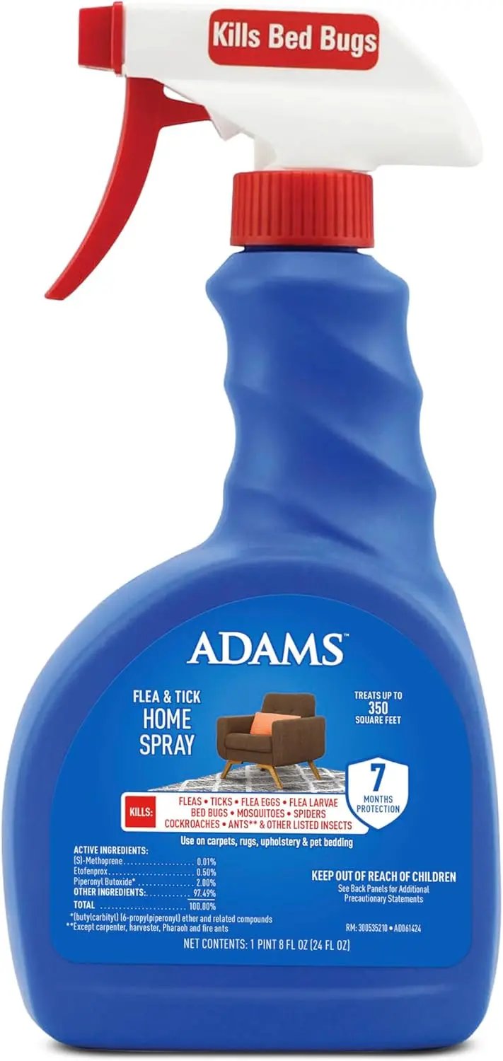 Adams Flea & Tick Home Spray – Kills Fleas, Eggs, Ticks, Bed Bugs & More, 24 oz 24 Ounces