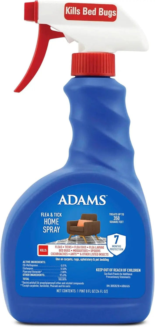 Adams Flea & Tick Home Spray – Kills Fleas, Eggs, Ticks, Bed Bugs & More, 24 oz 24 Ounces
